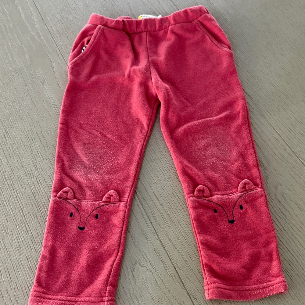 Mini Boden Red Fox Embroidered Pants